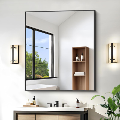 Large Black Rectangle Wall Mirror, 36''x40'' for Bathroom & Living Room