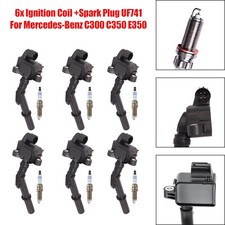 6x Ignition Coil +Spark Plug UF741 For Mercedes-Benz C300 C350 E350.....