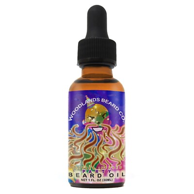 Glitter Infused Party Beard Oil Scented with Vanilla and Wild Orange