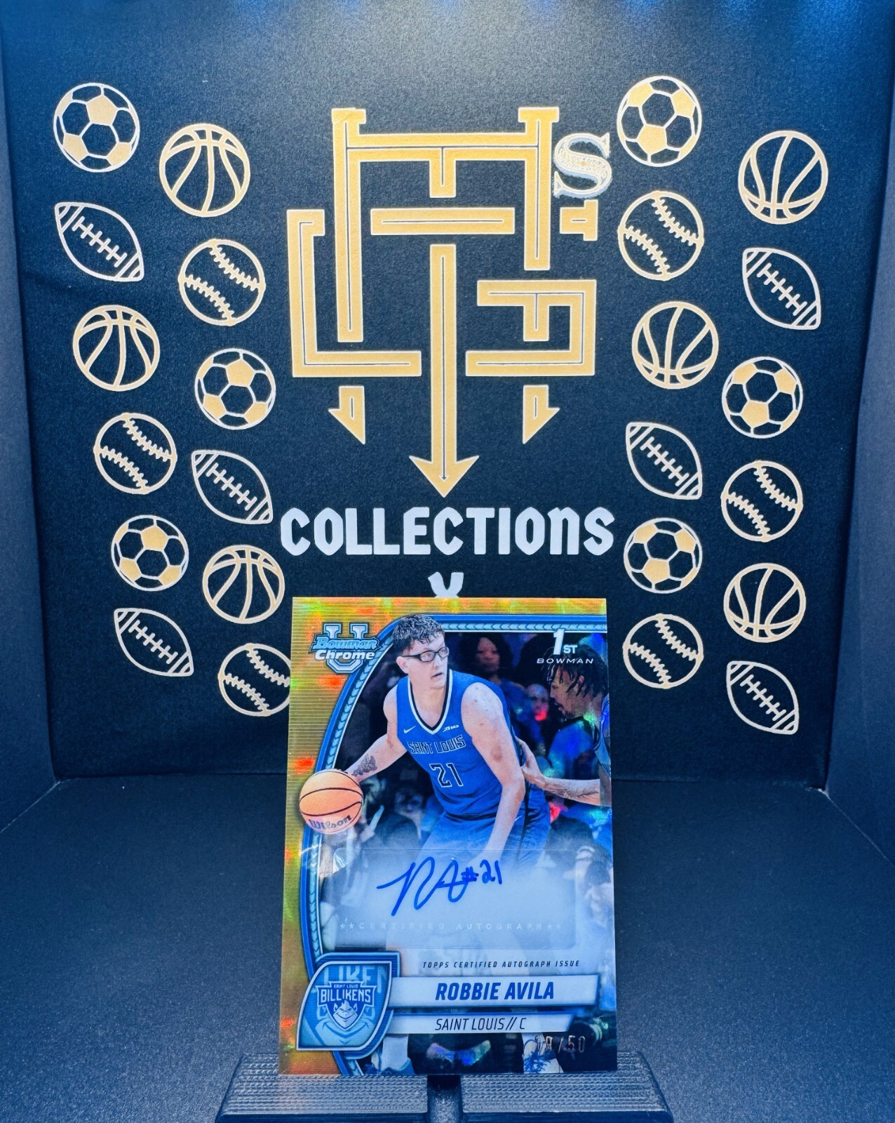 Robbie Avila 2024-25 Bowman Chrome U Auto #61 Gold Refractor 19/50