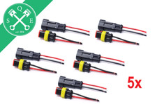 5x waterproof plug set 2-pin with cable 1.5mm² car passenger car motorcycle scooter