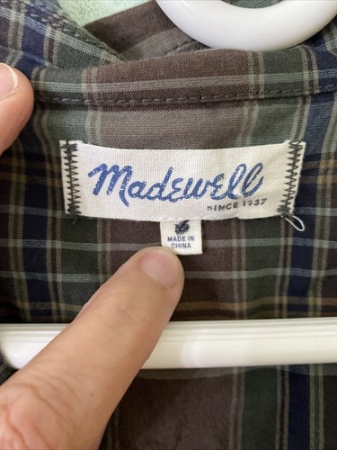 Madewell Plaid Blazer with partial zip Front Blue Green M - Picture 3 of 3