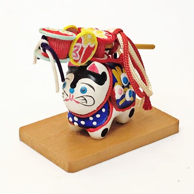 Japanese Hariko Inu Dog Miniature Netsuke Den Den Daiko Drum