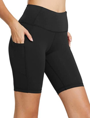 Baleaf L103232 Women's Black High Waist Biker Shorts Size Large