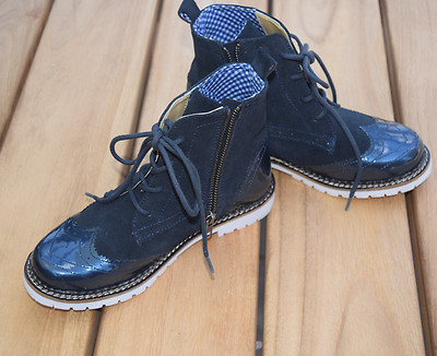Spieth Wensky Trachtenschuhe Damen Jelka Boots Lack Crosta Navy Blau Wiesn Oktob