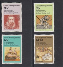 COCOS Islands 1984 375th Anniversary of DISCOVERY of Cocos design set of 4 MNH
