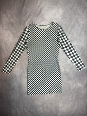 Black And White Checkered Long Sleeve Bodycon Ska Punk Dress Womens Size  XL | eBay