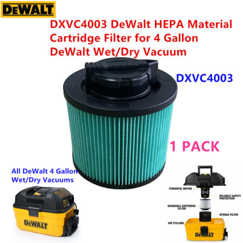 1 pièce filtre à cartouche matériau DXVC4003 DeWalt HEPA pour 4 gallons vide humide/sec - Photo 1/6