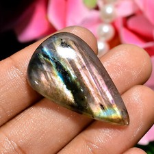 Multi Labradorite Pear Shape Cabochon Loose Gemstone 25 Ct. 33X19X5 mm CG-226