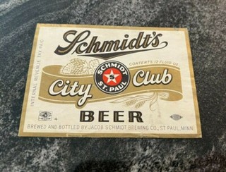 IRTP SCHMIDT'S CITY CLUB BEER 12 OZ BOTTLE LABEL SCHMIDT BREWING CO ST. PAUL MN