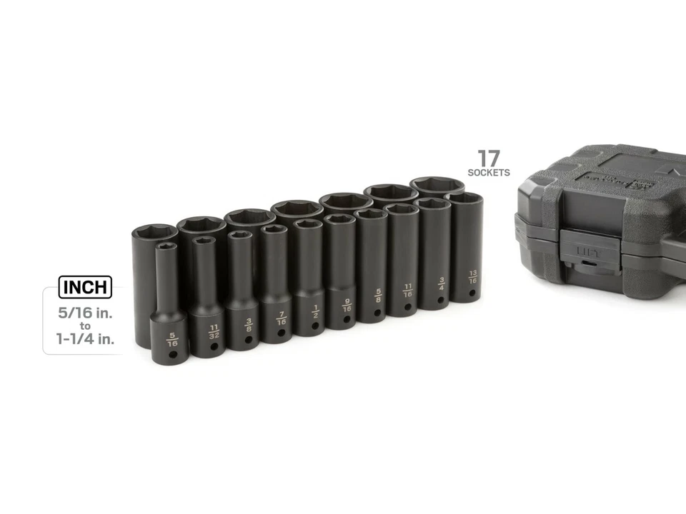Tekton SID92305 1/2 Inch Drive Deep 6-Point Impact Socket Set, 17 Pc 5/16-1 1/4 - Image 2 of 4
