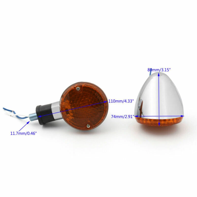 Turn Signal Bullet Lights Motor For Kawasaki Vulcan 800 Yamaha Road Star CHR SA - Imagem 2 de 4