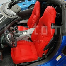 Kustom Seat Covers Red Waterproof Leather For Corvette 2014-2019 C7