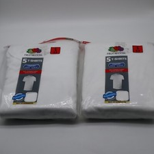 Fruit of the Loom Boys Crew Short Sleeve White 5 T-Shirt each 2pack Small - NEW