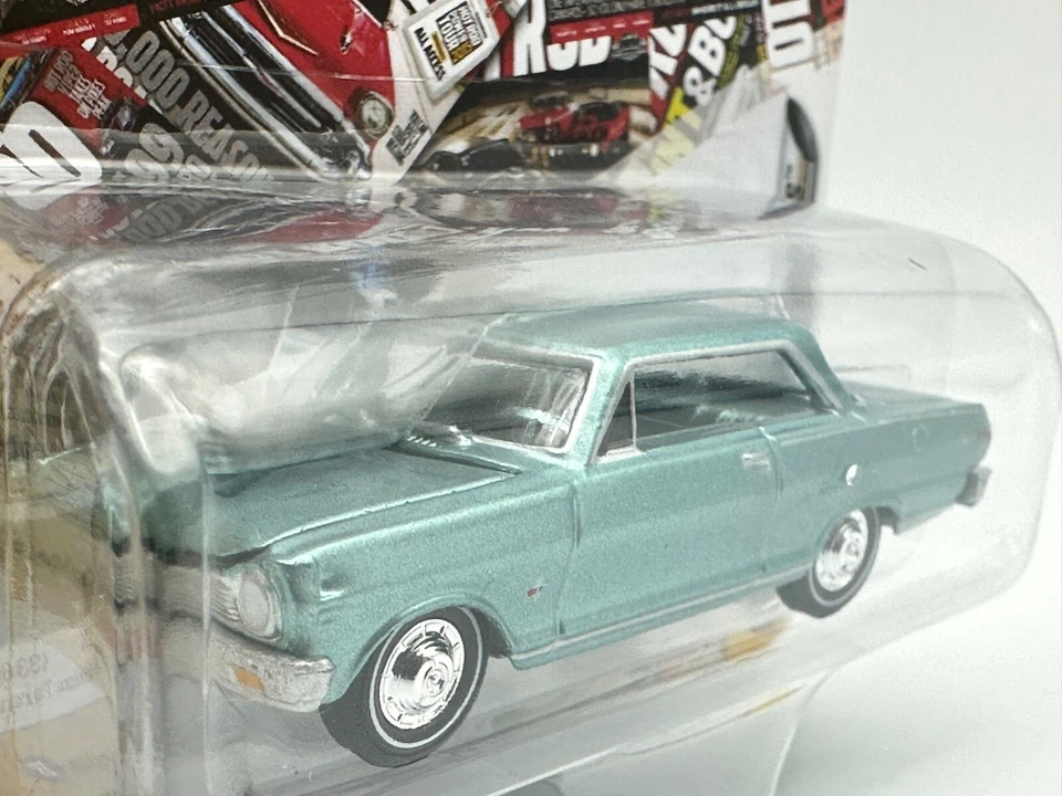 Chevy Nova SS 1965 Johnny Lightning Hot Rod Collection, turquesa, 1:64, nuevo en caja Foto 3 de 4