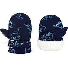 Toddler Mittens Waterproof Toddler Gloves Baby 6-24 Months Dinosaurs Navy