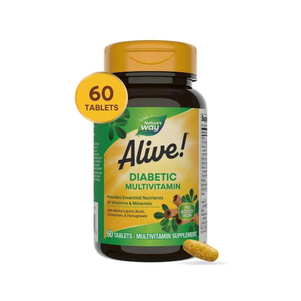 Nature’S Way Alive! Diabetic Multivitamin, Alpha Lipoic Acid, High Potency B-Vit - Image 3 of 4