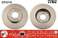 2X TRW DF4316 Bremsscheibe Passend FüR Nissan