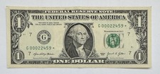 $1 One Dollar Star Note 2021 Low Serial Number G00022459* Circulated