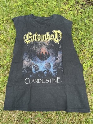 Entombed Clandestine Cutoff Shirt Swedish Death Metal Large