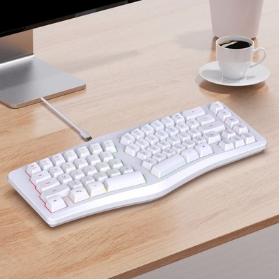 Ergonomic Wireds Keyboards 69 Key Design Rgbs Lighting Quiet Typing Experience