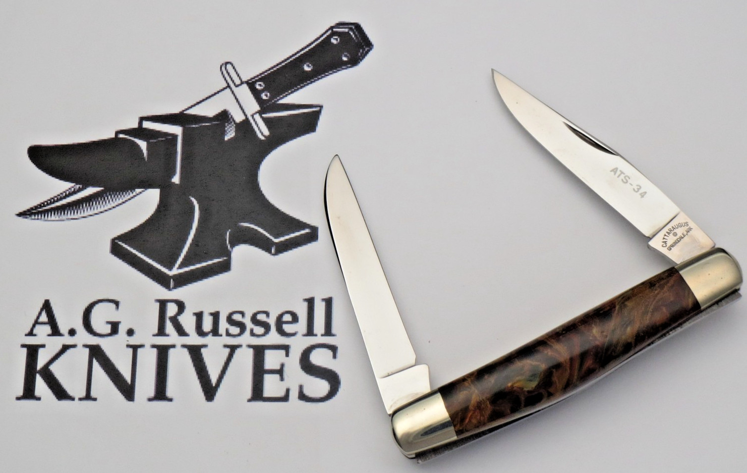 Cattaraugus by AG Russell CM-15 Tiny Muskrat Knife ATS-34 Steel - Exotic Handles