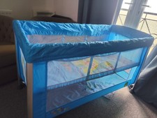 Adjustable Height 120cm x 60cm Travel Cot Play Pen Camping Good Used Condition