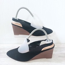 Marks And Spencer Shoes Size 8 Womens Black Suede Wedge Heel Court