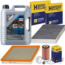 HENGS FILTERSET+LIQUI MOLY 5W30 ÖL passend für OPEL ASTRA J ZAFIRA C 1.4+1.6 T