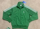 adidas mens Green Firebird Jacket Full Zip trefoil Stripes JD0183