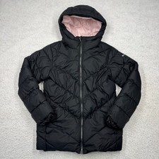 Columbia Hooded Black Pink Full Zip Puffer Winter Jacket Youth Girl Size Large