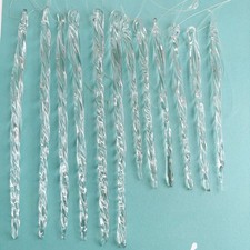 12 VTG Clear Spun Blown Glass Icicle Christmas Ornament Swirl Twist 5.5   7.5  