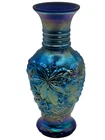 Fenton Art Glass Signed George Favrene Loganberry Blue Vase 2005