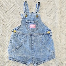 Vintage 90s Girls 3T OshKosh B'Gosh Denim Shortalls Romper Bibs USA Rare
