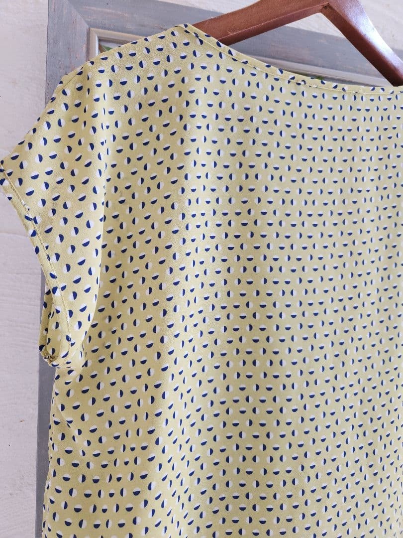 SANDRO FERRONE Yellow Dot Pattern Short Sleeve Blouse Free Size image 8