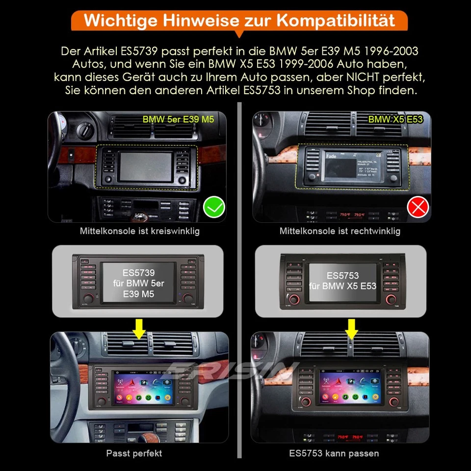64GB 8 Kern Android 14.0 DAB+ Autoradio BMW 5er E39 M5 Navi Carplay USB DSP Wifi - Bild 4 von 4