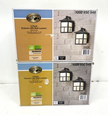 Hampton Bay Black Outdoor Integrated LED Wall Mount Lantern (4-Pack) New