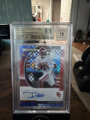 2020 Panini Prizm Draft Picks #129 Jalen Hurts Red White and Blue Auto #/99