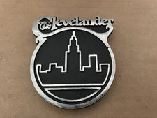 Vintage THE CLEVELANDER Skyline Chrome / Metal Emblem