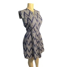 Women S Anthropologie 11.1.Tylho West Street Shirt Dress Navy Print Button-Up 