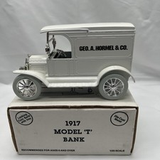 Ertl Diecast Bank 1917 Ford Model T Van GEO A Hormel  Co White Truck Made USA