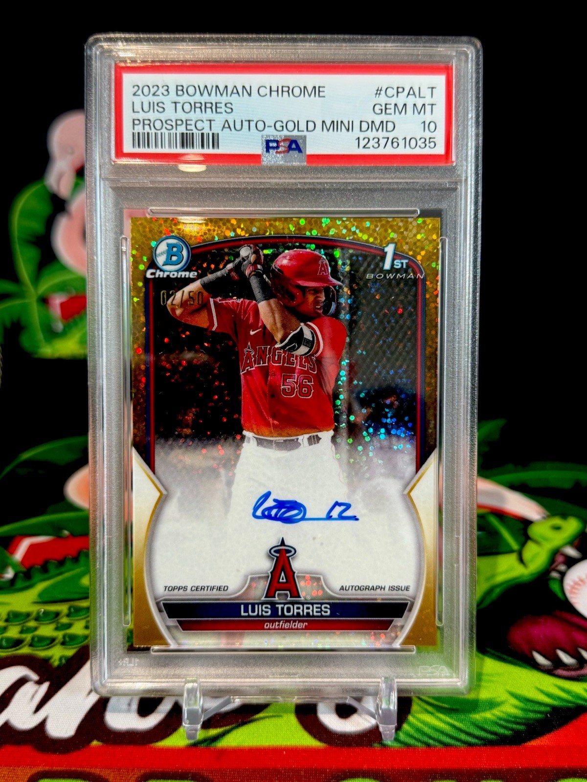 2023 Bowman Chrome Luis Torres Auto /50 PSA 10 Gold Mini Diamond 1st Rc Rookie