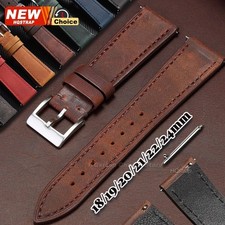 18/20/22mm Genuine Calfskin Leather Watch Strap Vintage Brown Quick Release Band