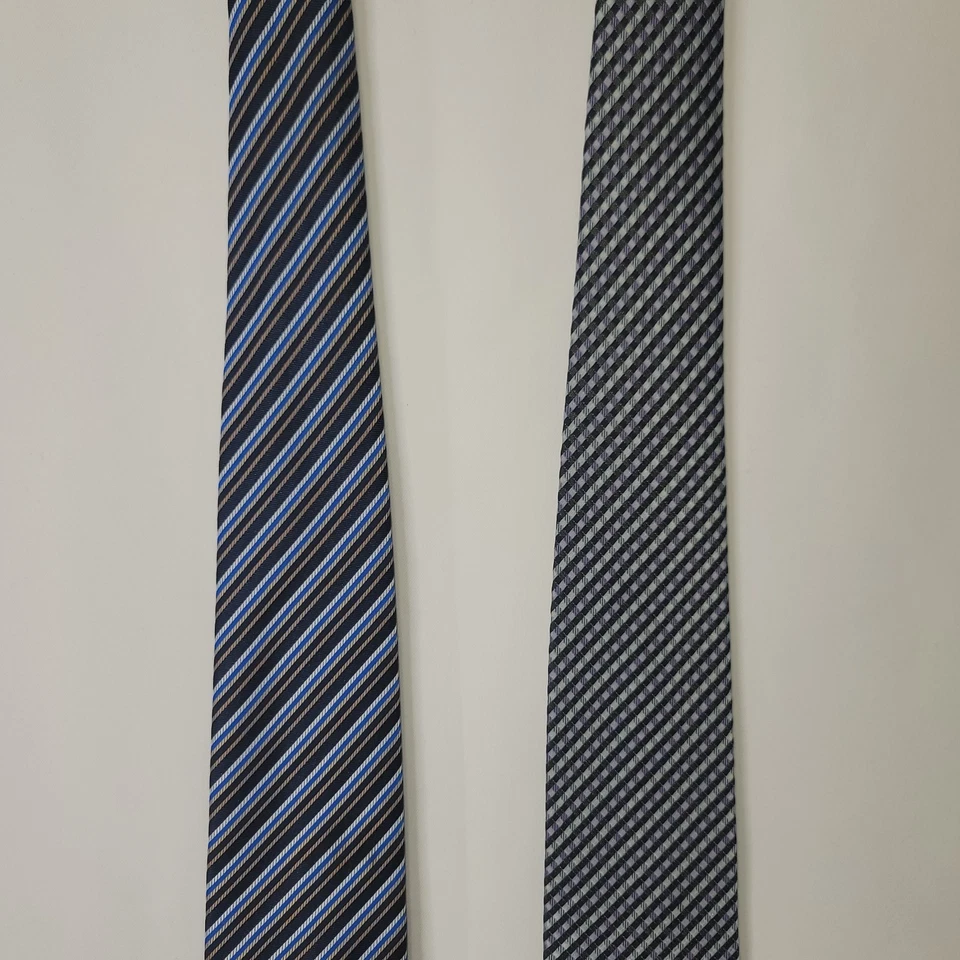 Pack de 2 corbatas anchas a rayas y estilos a cuadros de la colección David Taylor para hombre 60" L Foto 4 de 4