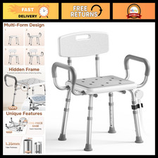 Height Adjustable Shower Chair with Arms Back, Non-Slip Feet, 400 lbs Capacity