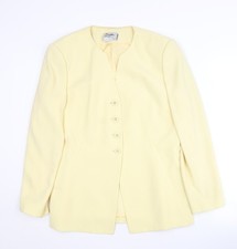 Frank Usher Women's Yellow Blazer Size 14, Lined, Classic
