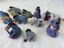 LOT OF 10 DISNEY EEYORE PVC FIGURES CAKE TOPPERS plush ornaments etc.