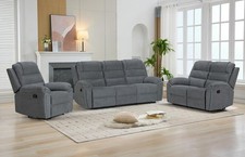 Libra Fabric Recliner Sofa 3+2+1 Seater Set Grey– Manual Recliner Sofas