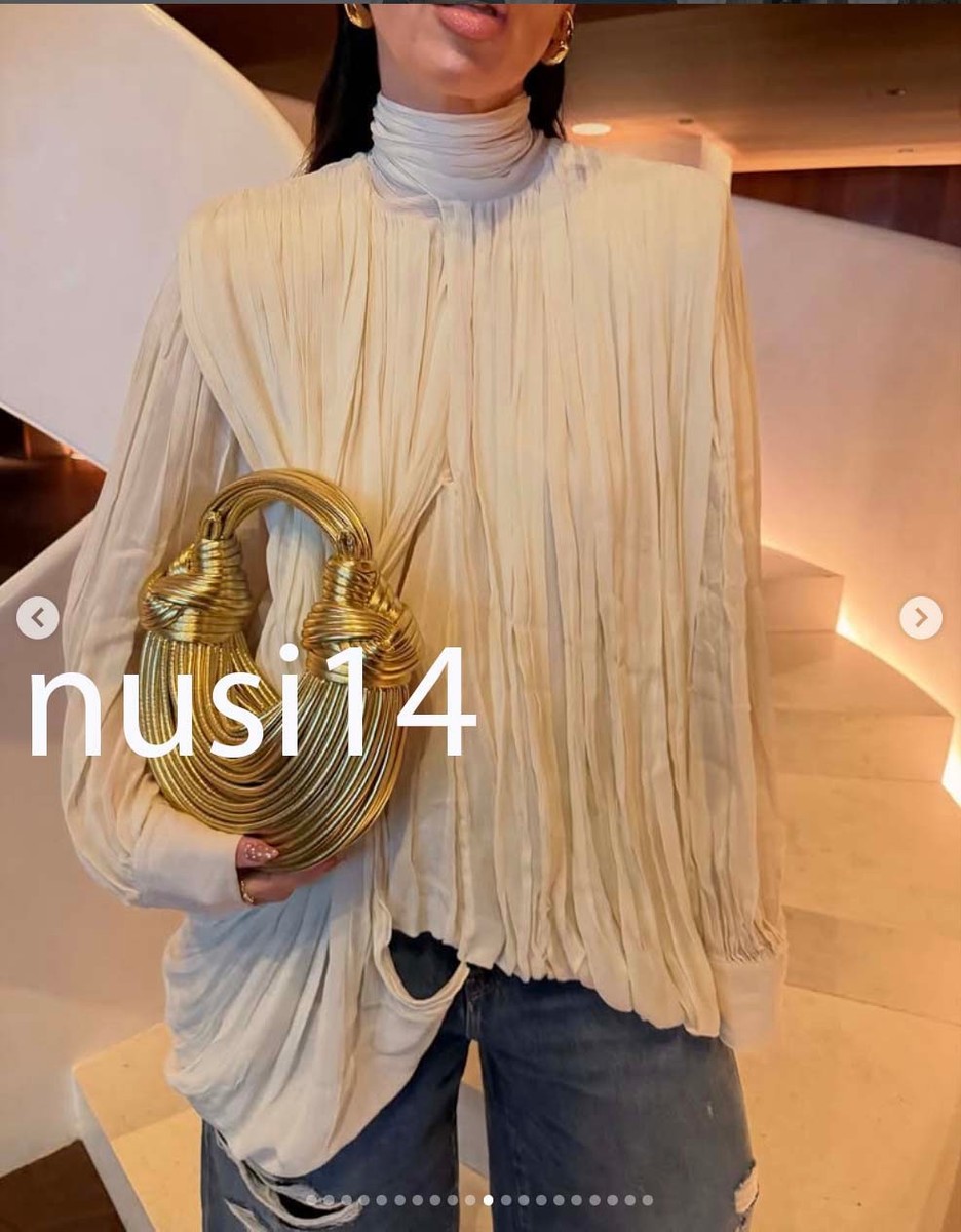 ZARA NEW WOMAN DRAPED SHOULDER PAD BLOUSE ZW LIMITED IVORY XS-L
