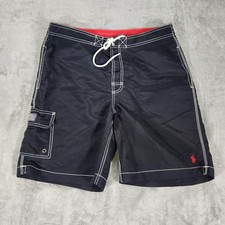 Polo Ralph Lauren Board Shorts Mens Medium Black Surf Swim Cargo Pocket Lined